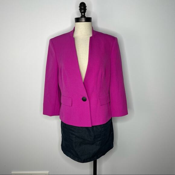 Nipon Boutique Blazer 1 Button Pockets Fuschia Pink 4 EUC - Picture 12 of 12